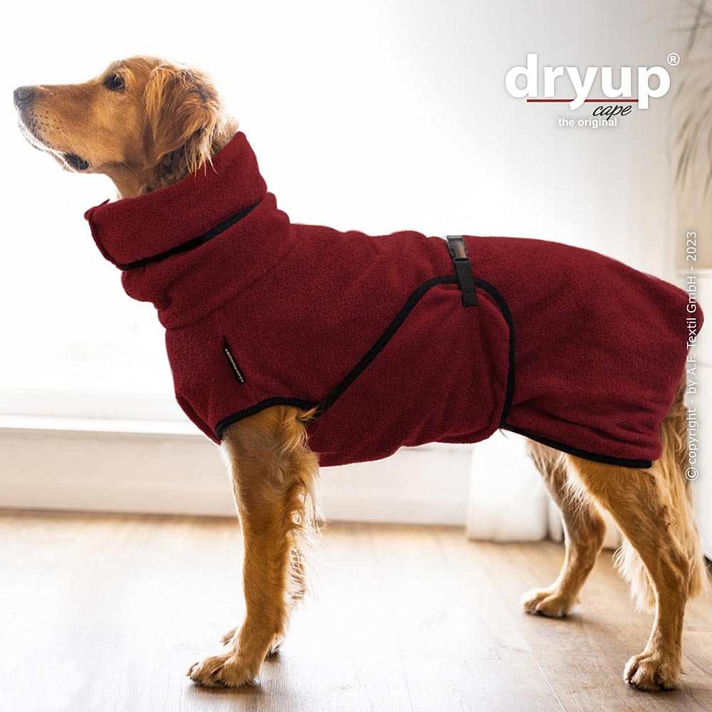 Bordeaux DRYUP Cape Bademantel für Hunde aus 100% Baumwoll-Frottee – ideal nach Regen, Schwimmen und Matsch