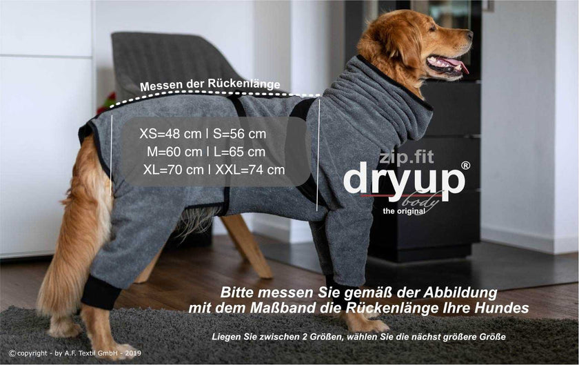 DRYUP BODY® Rost-Rot – praktischer Hundebademantel aus Baumwoll-Frottee für schnelles Trocknen nach Regen oder Schwimmen