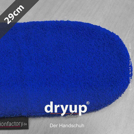 DRYUP Hunde-Handschuh in Blau – saugstarker Baumwoll-Handschuh, ideal zum schnellen Trocknen von nassen Hundepfoten.