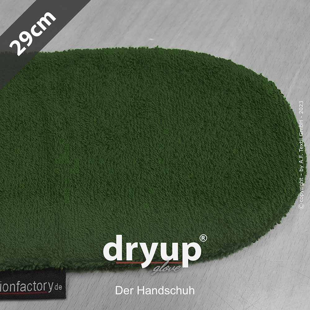 DRYUP Hunde-Handschuh in Grün – saugstarker Baumwoll-Handschuh, ideal zum schnellen Trocknen von nassen Hundepfoten.