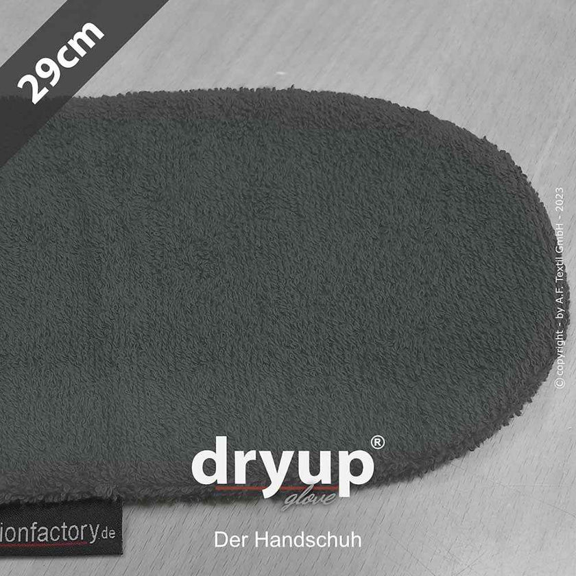 DRYUP Hunde-Handschuh in Grau – saugstarker Baumwoll-Handschuh, ideal zum schnellen Trocknen von nassen Hundepfoten.