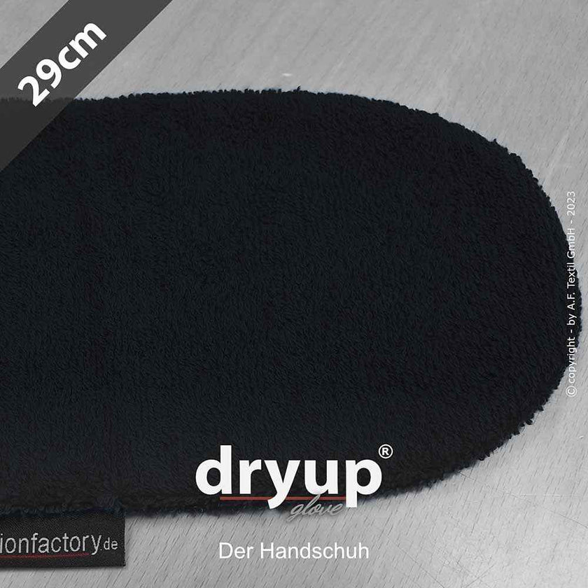 DRYUP Hunde-Handschuh in Schwarz – saugstarker Baumwoll-Handschuh, ideal zum schnellen Trocknen von nassen Hundepfoten.