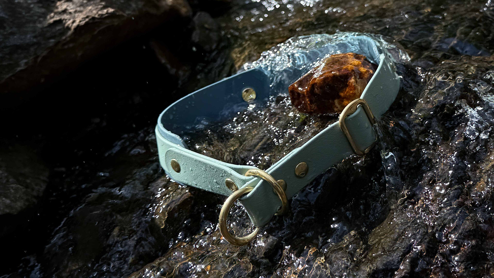 zugstopp-halsband aus biothane, breit unterlegt, individuell konfigurierbar, persönlich, absolut rostfrei, edelstahl oder messing. halsband mit würgestopp